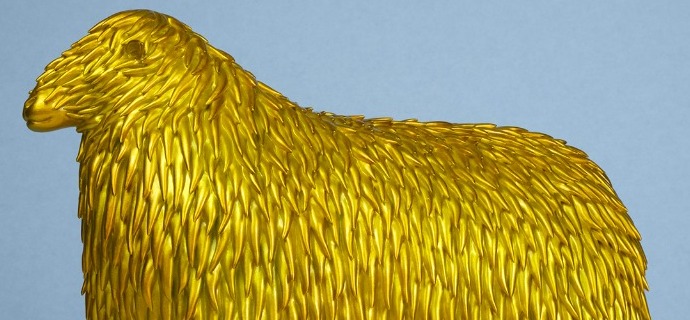 Lincoln Longwool (gold) - Sculpture en résine - 30 x 24 cm