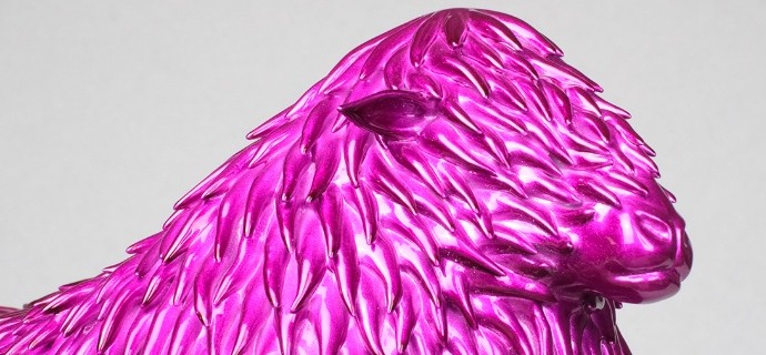 Lincoln Longwool (pink) - Resin sculpture - 12" x 9" inch