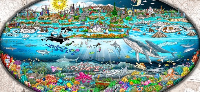 Our Oceans… The Tides of Life - 117  x 71 cm - Sérigraphie 3D