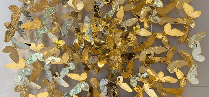 Circle of life - gold - sculpture murale  - 120 x 120 cm