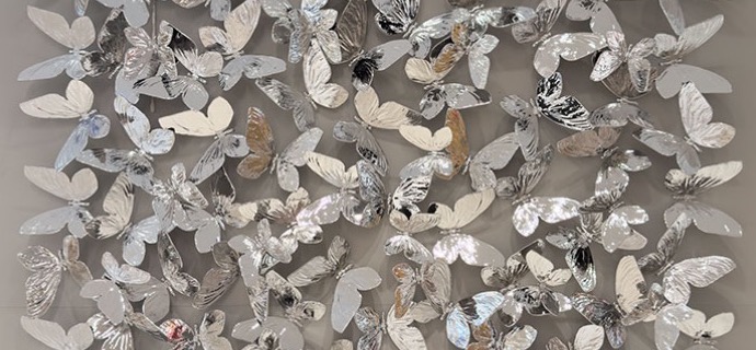 Silver square - sculpture murale  - 120 x 120 cm