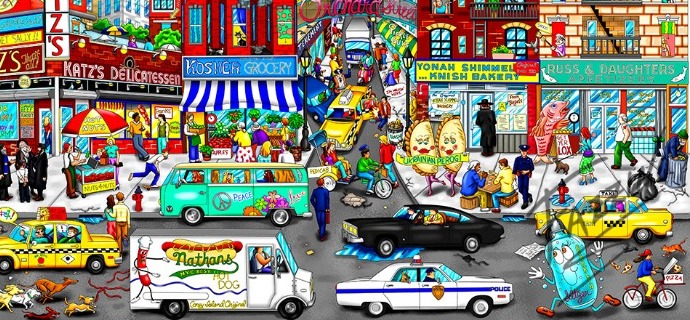 Schmoozing With Chutzpah on the Lower East Side - 58 x 68 cm - Sérigraphie 3D