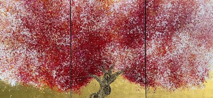 365 Racines - Triptyque - 46" x 90" - Oil on canvas and gold leaf