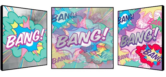 Bubble Gum Bang - Kinetic Pop art - 90 x 90 cm