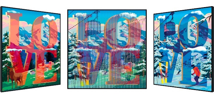 Mountain Love - Kinetic Pop art - 74 x 74 cm