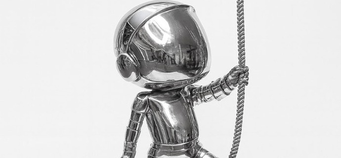 Astrorope - Sculpture en inox poli miroir - 120 cm