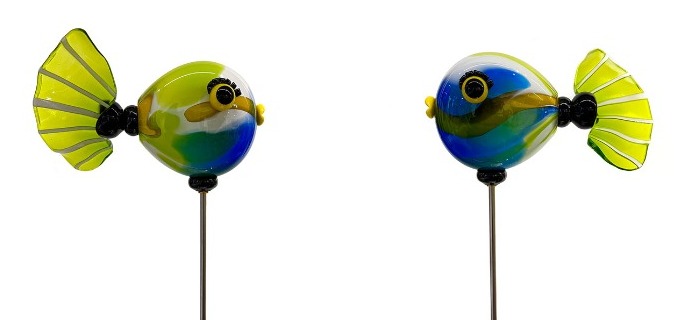 Poisson Caraïbes - Sculpture en verre soufflé - H 50 x L 29 x D 17,5 cm