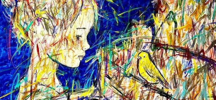 Preludes d'Ailes - Inks of China, aerosol and resin on cloth - 59" x 59" inches