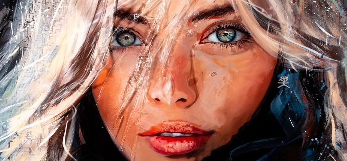 Flam - 100 x 70 cm - Peinture acrylique et résine sur métal