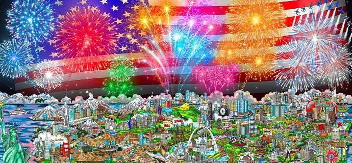 America 250 - 30" x 21.5" - Sérigraphie 3D