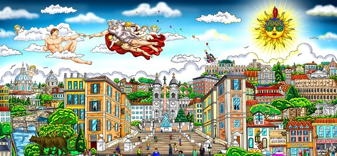 Veni, Vidi, Vici… nella Cittá di Roma - 51 x 52 cm - Sérigraphie 3D