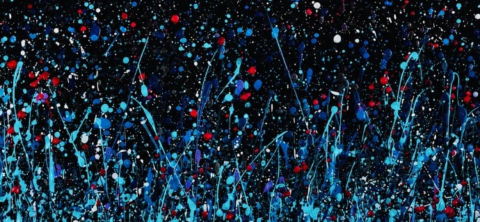 L'explosion stellaire - 80 x 80 cm - Peinture sur miroir noir