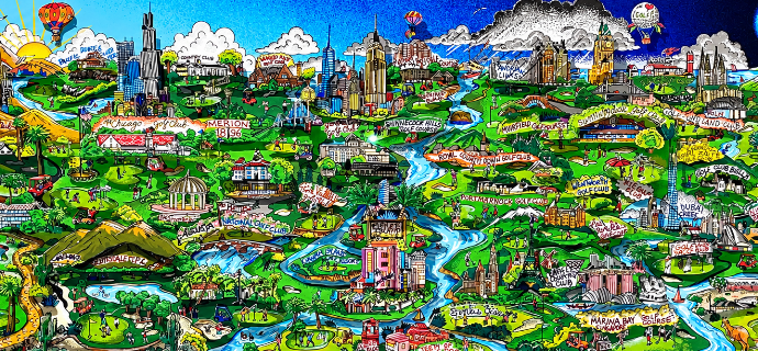 Linkin the world - 28" x 12" - Serigraphy 3D
