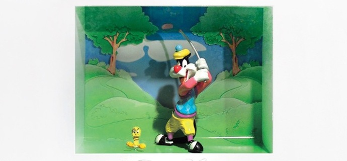 Birdie on the 9th - 24" x 26" - Shadow box